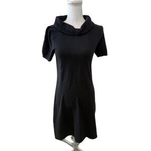 Tricotez Short Sleeve Feminine Cashmere Sweater Dress Black M